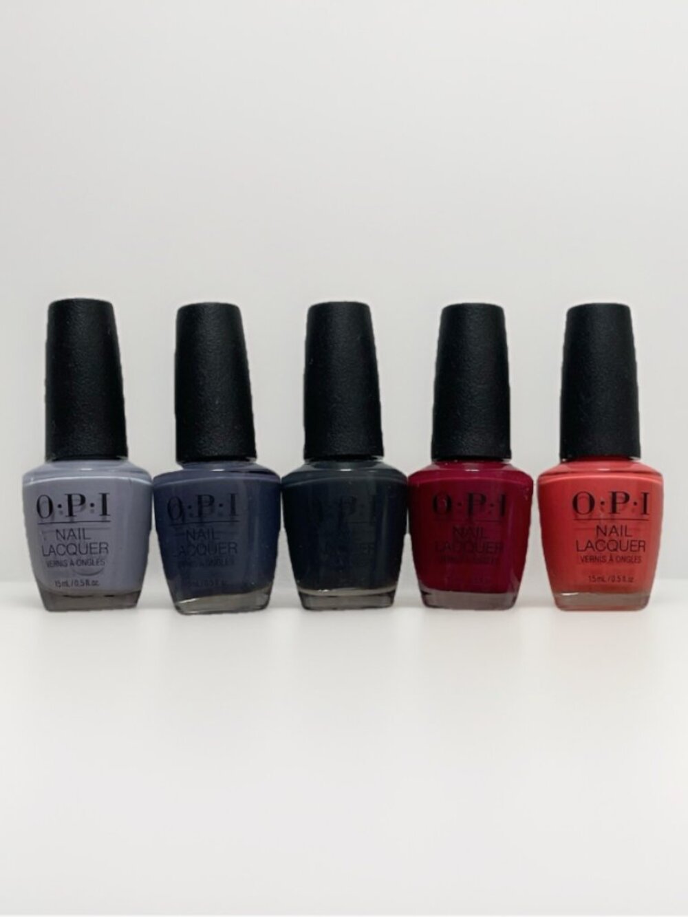 bundle x5 OPI nail polish nail lacquer light purple red bright coral dark purple